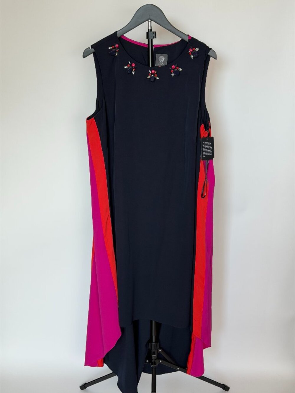Vince Camuto Navy Pink Colorblock Embellished Dress NWT